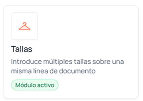 Activación del módulo de series de tallas